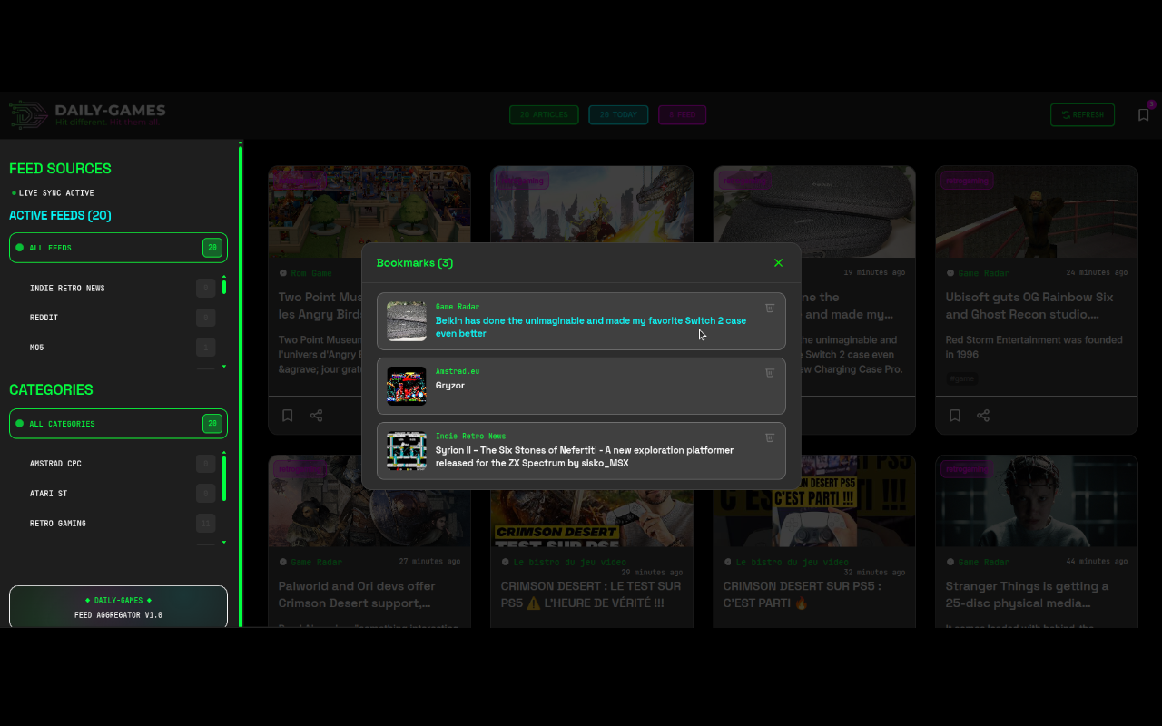 Screenshot de l'extension Daily Games